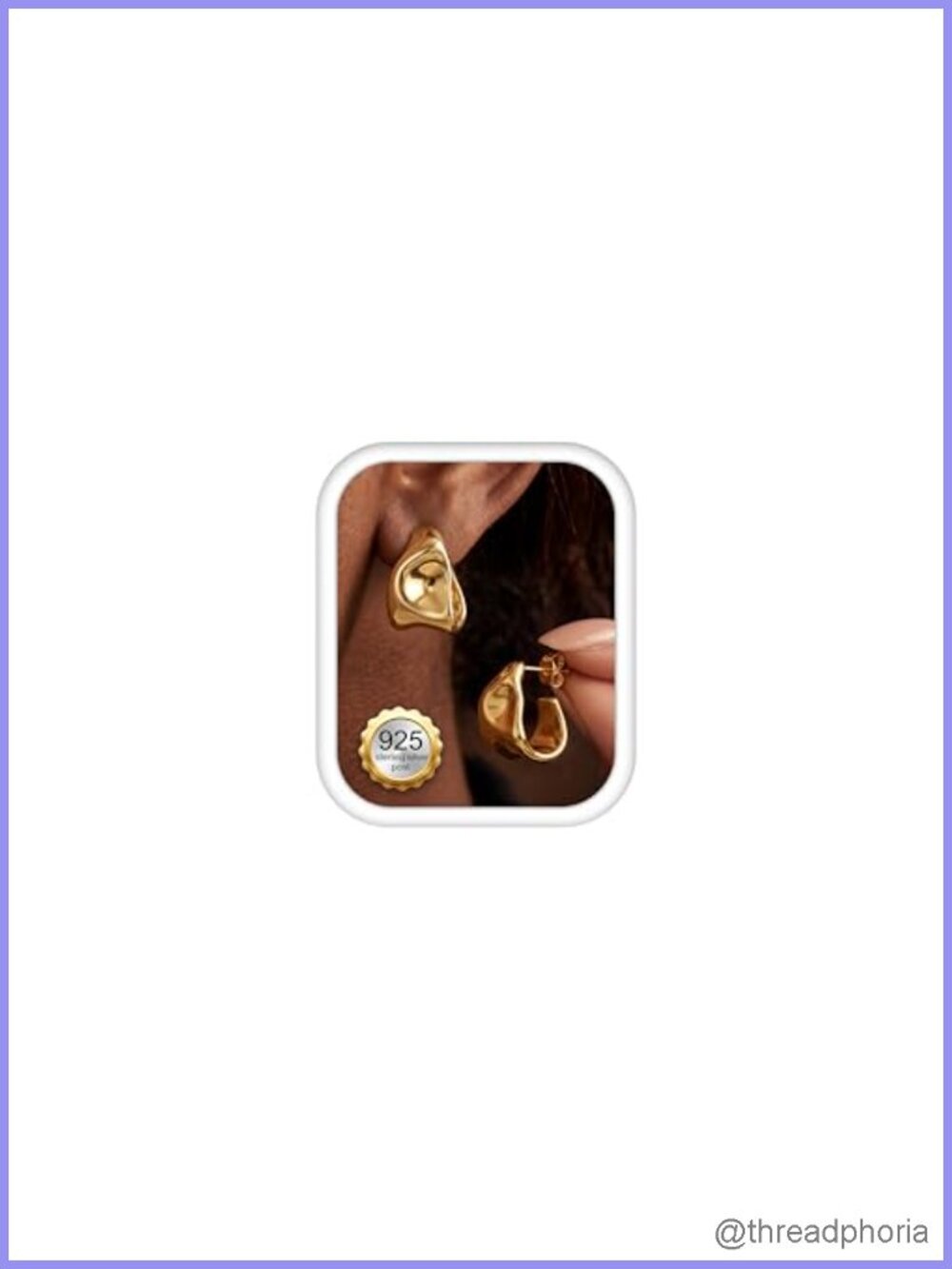 Chunky Gold Plated Stud Earrings Sterling Silver Hypoallergenic